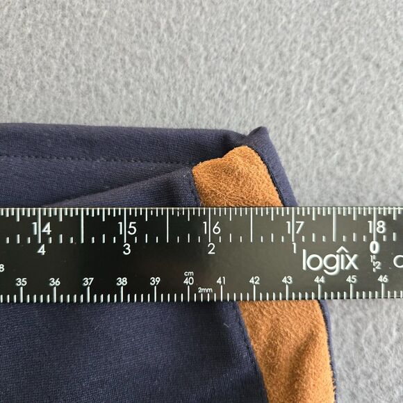 Lauren Ralph Lauren L Viscose Ponte Suede Striped Slim Pull On Navy Pants - Picture 12 of 12